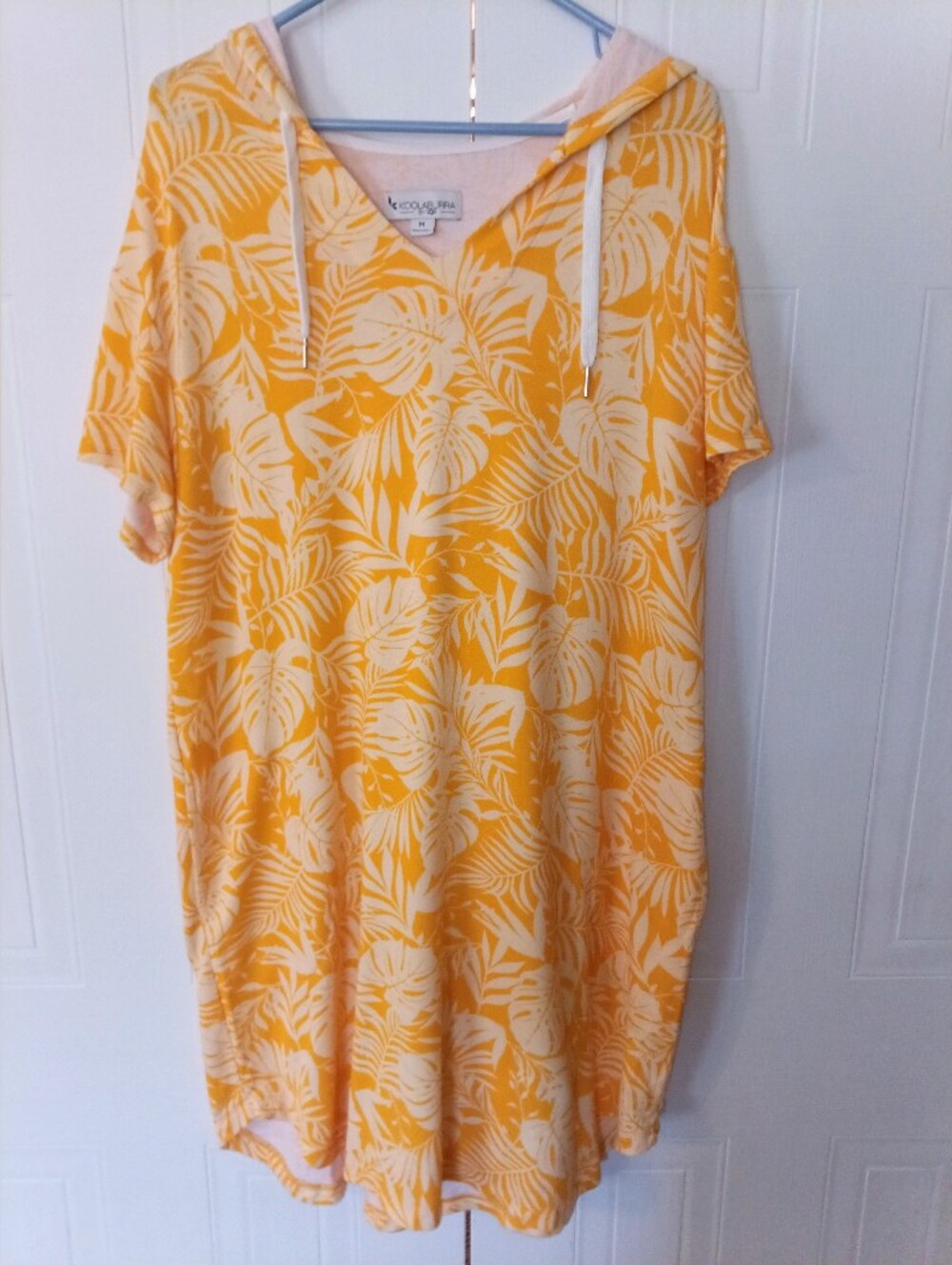 Koolaburra By UGG Yellow Tropical Hoodie Dress Size M Coastal Beachy